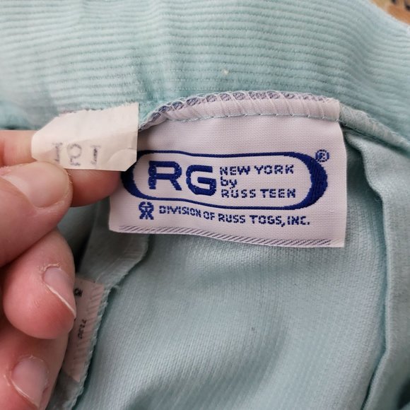 NWT Vintage RG New York by Russ Teen Blue Corduroy Pants with Belt Union Made 10 - Picture 6 of 11